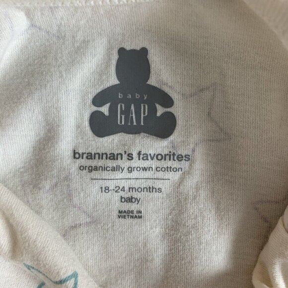 Baby Gap Long Sleeve Bodysuit Ivory Star Print Organic Cotton Girls 18-24 Months - Picture 2 of 10
